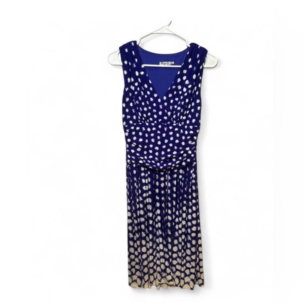 Eliza J Navy and White Midi Dress Size 2